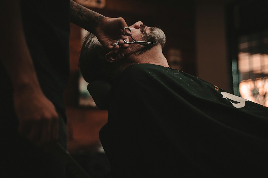 Hot towel straight razor shave